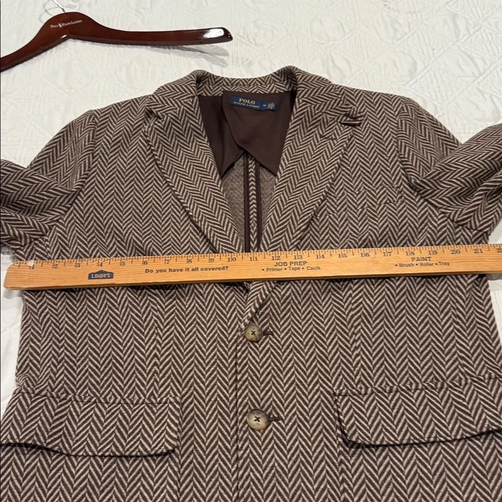 Polo Ralph Lauren Brown Cream Wool blend Blazer Size 16 - Picture 5 of 13